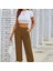 Kadın Beli Lastikli Düğme ve Cep Detaylı Kapri Ithal Keten Pantolon 2