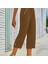 Kadın Beli Lastikli Düğme ve Cep Detaylı Kapri Ithal Keten Pantolon 3