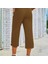 Kadın Beli Lastikli Düğme ve Cep Detaylı Kapri Ithal Keten Pantolon 5