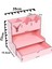 Ahşap Masaüstü Kalemlik ve Organizer Pembe 23x25x15 cm Geyik Desenli Çekmeceli Model 8