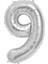 Folyo Balon 9 Rakamı 16 Inç 40 cm Gold - Gümüş 1