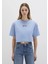1613411-70831 Mavi Logo Baskılı Mavi Crop Tişört 3