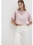 1613411-71018 Mavi Logo Baskılı Pembe Crop Tişört 1