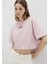 1613411-71018 Mavi Logo Baskılı Pembe Crop Tişört 2