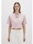 1613411-71018 Mavi Logo Baskılı Pembe Crop Tişört 3