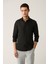 Erkek Siyah Hediye Kutulu Kolay Ütülenebilir Pamuklu Slim Fit Gömlek/20 ml Black Parfüm A41Y2236 4