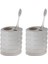 2 Adet Seramik Diş Fırçalık Oval Çizgili Model 9X6X11CM Banyo Seti 1