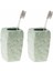 2 Adet Seramik Diş Fırçalık Çiçekli Su Yeşili 7X7X12CM Banyo Seti 1