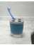 2 Adet Diş Fırçalık Gri Mavi Poliresin 8X4X11CM Banyo Seti 2