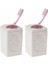 2 Adet Seramik Diş Fırçalık Çiçekli Kare Model 8X8X11CM Banyo Seti 1