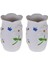 2 Adet Diş Fırçalık,macunluk Çiçekli Poliresin 7X7X10CM Banyo Seti 3