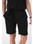 Bermuda 035 Comfort Fit Bağcıklı Bel Viskon Karışımlı Casuel Siyah Şort 3