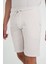 Comfort Fit Bağcıklı Bel Çizgili Pamuk Casuel Bej Şort Bermuda 038 5
