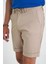 Comfort Fit Bağcıklı ve Lastikli Bel Esnek Pamuk Casuel Bej Şort Bermuda 036 5