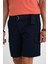 Comfort Fit Beli Kemerli Kargo Cep Pamuk Casuel Lacivert Şort Bermuda 039 3