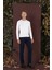 Slim Fit Yan Cepli Dokulu Esnek Casuel Lacivert Pantolon P 1139 3