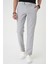 Comfort Fit Gofre Dokulu Beli Lastikli Gri Jogger Pantolon P 1177 4