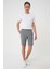 Bermuda 034 Slim Fit Beli Lastikli Gofre Pamuklu Casuel Gri Şort 1