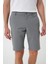 Bermuda 034 Slim Fit Beli Lastikli Gofre Pamuklu Casuel Gri Şort 3