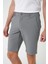 Bermuda 034 Slim Fit Beli Lastikli Gofre Pamuklu Casuel Gri Şort 5