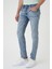 Denim 129 Slim Fit Beş Cepli Likralı Yıkamalı Açık Mavi Jean Pantolon 4
