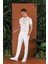 P 1116 Slim Fit Beyaz Spor Pantolon 1