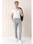 Comfort Fit Çift Pile Yandan Tokalı Yüksek Bel Casuel Gri Pantolon P 1153 1