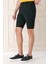 Bermuda 034 Slim Fit Beli Lastikli Gofre Pamuklu Casuel Siyah Şort 3