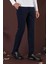 Slim Fit Yan Cepli Dokulu Esnek Casuel Lacivert Pantolon P 1139 5