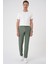 Comfort Fit Kırçıllı Beli Lastikli Yeşil Jogger Pantolon P 1176 1