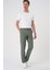 Comfort Fit Kırçıllı Beli Lastikli Yeşil Jogger Pantolon P 1176 2