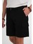 Comfort Fit Beli Kemerli Kargo Cep Pamuk Casuel Siyah Şort Bermuda 039 3