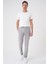 Comfort Fit Beli Lastikli Dokulu Gri Jogger Pantolon P 1186 1