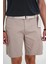 Comfort Fit Beli Kemerli Kargo Cep Pamuk Casuel Bej Şort Bermuda 039 2