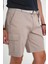 Comfort Fit Beli Kemerli Kargo Cep Pamuk Casuel Bej Şort Bermuda 039 3
