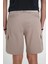 Comfort Fit Beli Kemerli Kargo Cep Pamuk Casuel Bej Şort Bermuda 039 5