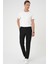Comfort Fit Beli Lastikli Dokulu Siyah Jogger Pantolon P 1186 2