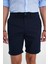 Comfort Fit Bağcıklı ve Lastikli Bel Esnek Pamuk Casuel Lacivert Şort Bermuda 036 3