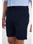Comfort Fit Bağcıklı ve Lastikli Bel Esnek Pamuk Casuel Lacivert Şort Bermuda 036 5