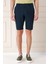 Bermuda 034 Slim Fit Beli Lastikli Gofre Pamuklu Casuel Lacivert Şort 2