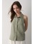 Kadın Yakalı Sıfır Kol Sırt Kısmı Acık Lastikli Keten Bluz 5
