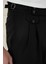 Comfort Fit Beli Tokalı Çift Pileli Siyah Jogger Pantolon P 1172 5