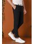 Comfort Fit Gofre Kumaş Pileli Pamuk Casuel Siyah Pantolon P 1148 4