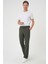 Comfort Fit Beli Lastikli Haki Jogger Pantolon P 1185 2