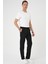 Comfort Fit Beli Lastikli Dokulu Siyah Jogger Pantolon P 1186 1