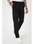 Comfort Fit Beli Lastikli Dokulu Siyah Jogger Pantolon P 1186 5