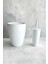 Pure 2'li Banyo Seti Çöp Kovası + Tuvalet Fırçası Beyaz 1