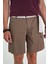 Comfort Fit Beli Kemerli Kargo Cep Pamuk Casuel Toprak Şort Bermuda 039 2
