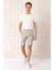 Bermuda 034 Slim Fit Beli Lastikli Gofre Pamuklu Casuel Taş Şort 1