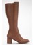 Kadın Hakiki Deri Şık Topuklu Çizme - Ceviz 3